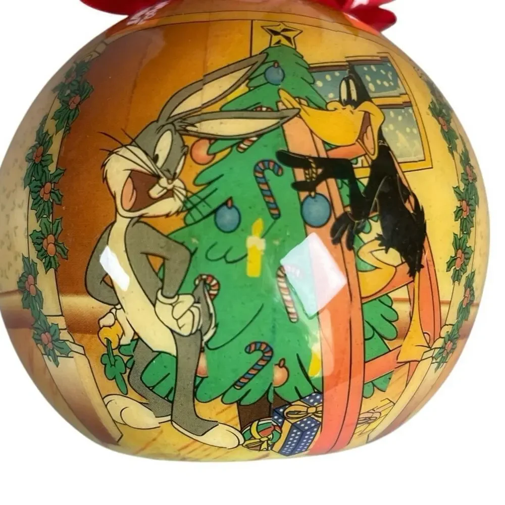 Vintage 1995 Looney Tunes Christmas Ornament Featuring Bugs Bunny & Daffy Duck